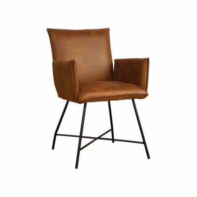 Tower Living Eetkamerstoel Trofa Met Armleuningen - Stof Amazon 9 Cognac