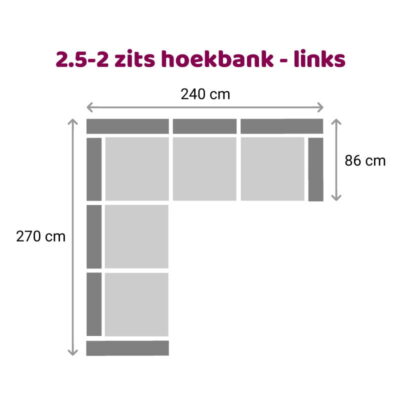 Zittz Angela Hoekbank 2,5-2 zits links