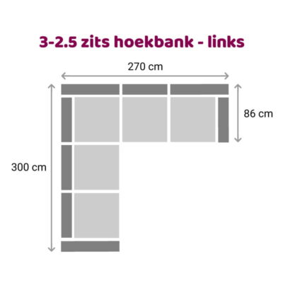 Zittz Angela Hoekbank 3-2,5 zits links