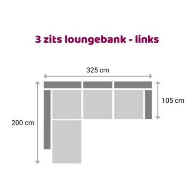 Hamilton loungebank 3-zits - links