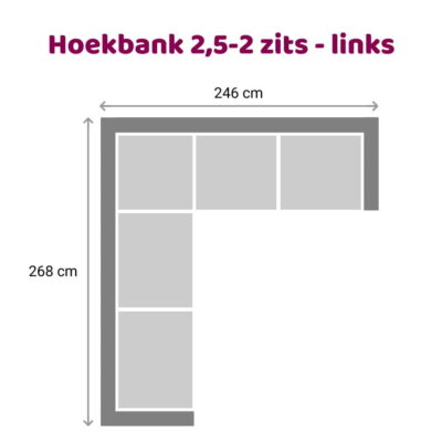 Zitzz Vettel - Hoekbank 2,5-2 zits links