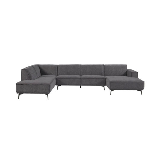 Loungebank + Ottoman Leeds 2.5 Zits Met Stof City 464 Black Blue Links