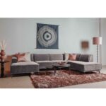 Loungebank + Ottoman Leeds 2.5 Zits Met Stof City 453 Moss Grey Rechts Sfeerfoto