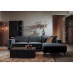 Tower Living Loungebank Leeds 2,5 Zits+chaise Lounge 464 Black Blue